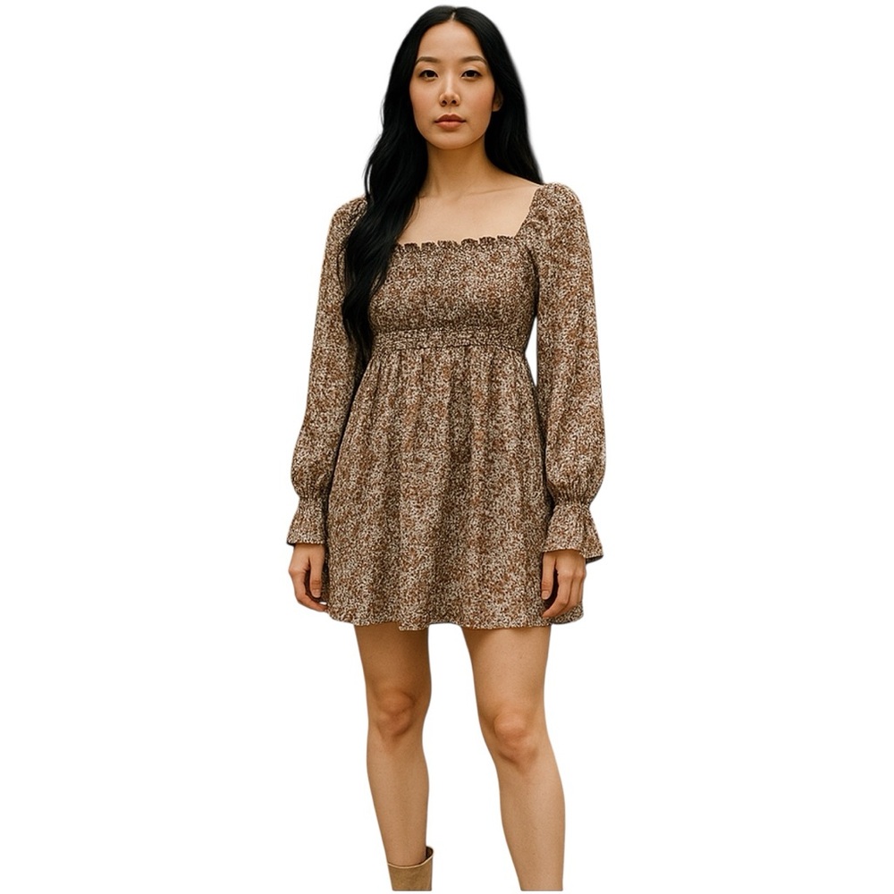 J For Justify Top Womens Size S Brown Floral Ruffled Babydoll Boho ASO Friends - Picture 12 of 12